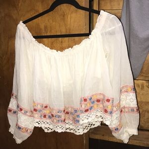 Free people white crochet top